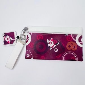 Target Bullseye Dog Red & White Wristlet Clutch Hang Tag Pretzel Shopping Cart